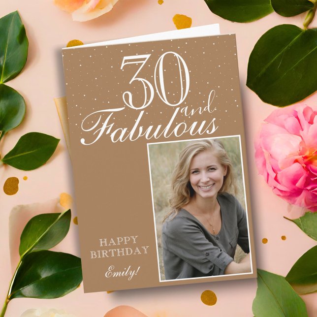 30 and Fabulous Elegant Birthday Photo  Card (Creator Uploaded)