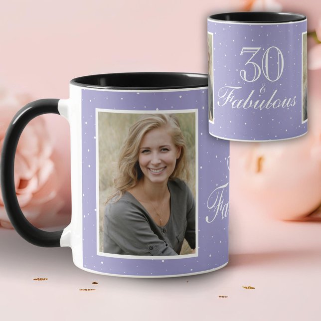 30 and Fabulous Elegant Birthday Photo  Mug (Creator Uploaded)