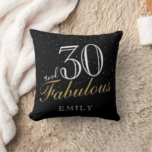 30 and Fabulous Elegant Black 30th Birthday  Cushion
