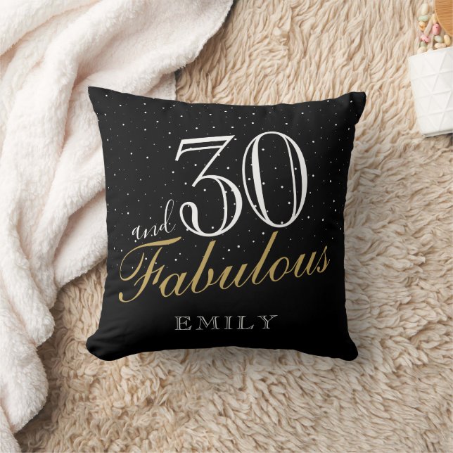 30 and Fabulous Elegant Black 30th Birthday  Cushion (Blanket)