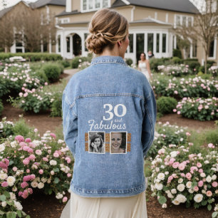 30 and Fabulous Faux Glitter 2 Photo 30th Birthday Denim Jacket