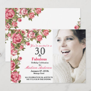 30 and Fabulous Floral 30th Birthday Invitations