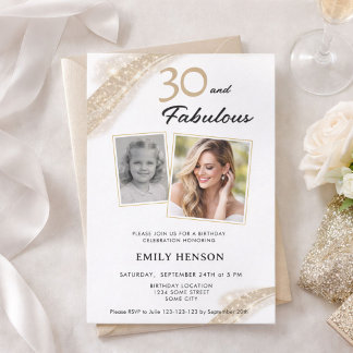 30 and Fabulous Gold 2 Photo 30th Birthday Invitation