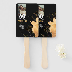 30 and Fabulous Gold Foliage 30th Birthday Photo Hand Fan