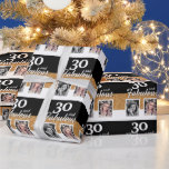 30 and Fabulous Gold Glitter 2 Photo 30th Birthday Wrapping Paper<br><div class="desc">30 and Fabulous Gold Glitter 2 Photo 30th Birthday Wrapping Paper. Personalised black gift wrap with 2 photos and gold glitter. Add your photos - you can use an old and new photo.</div>