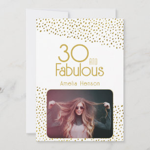 30 and Fabulous Gold Glitter Photo 30th Birthday Card