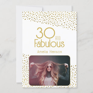 30 and Fabulous Gold Glitter Photo 30th Birthday Card