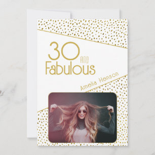 30 and Fabulous Gold Glitter Photo 30th Birthday   Card