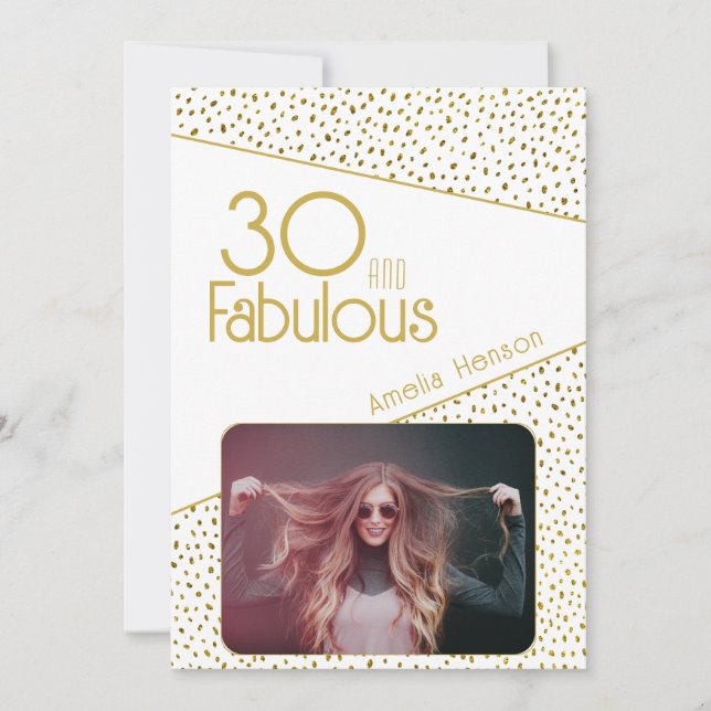 30 and Fabulous Gold Glitter Photo 30th Birthday   Card (Front)