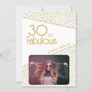 30 and Fabulous Gold Glitter Photo 30th Birthday   Card
