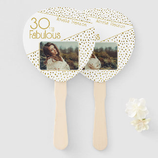 30 and Fabulous Gold Glitter Photo 30th Birthday  Hand Fan