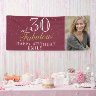 30 and Fabulous Modern 30th Birthday Photo Banner