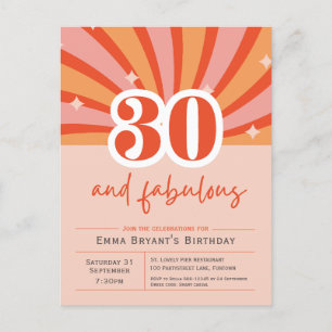 30 and fabulous Retro 30th Birthday Invitation Postcard