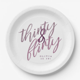 30 and Flirty Birthday Party Paper Plates
