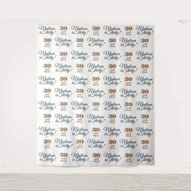 30 and Flirty Party Backdrop Step and Repeat Tapestry (Front)