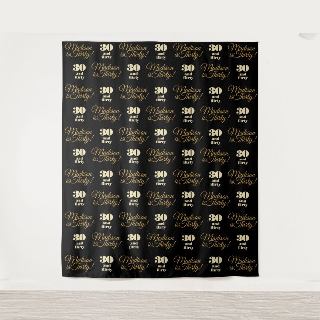 30 and Flirty Party Backdrop Step and Repeat Tapestry (Front)