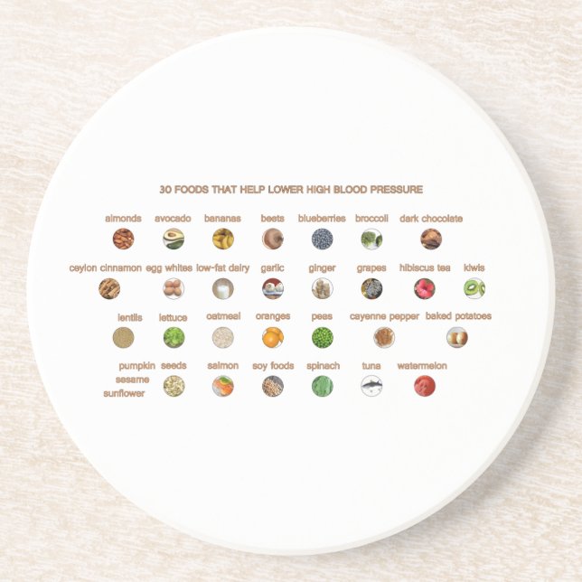 30 Best Foods lower hypertension Natural Remedies Coaster (Front)