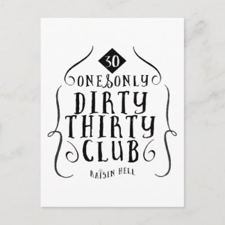 30 Birthday 30 Years Old Dirty 30 Postcard