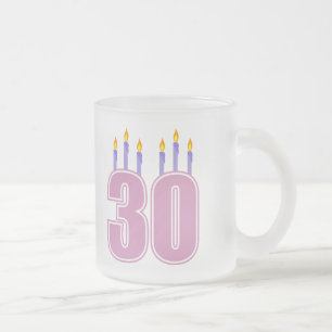 30 Birthday Candles (Pink / Purple) Frosted Glass Coffee Mug