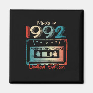 30 Birthday Gifts Year Old Made in 1992 Cassette Magnet