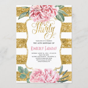30 Birthday Party - Floral Gold - Glam Invitation