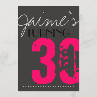30 Birthday Party Invitation Neon and grey