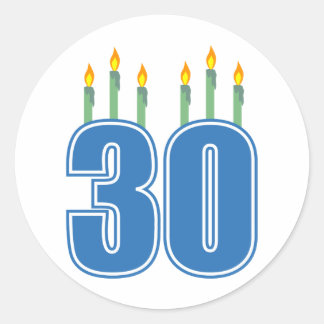 30 Candles (Blue / Green) Classic Round Sticker