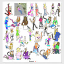 30 catgirls sticker sheet