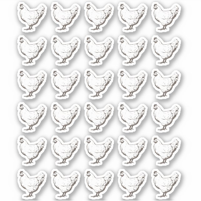 30 Classy White Vintage Hen Waterproof Labels (Front)