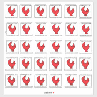 30 CRAYFISH CLAW STICKERS ON A 14"X14" SHEET