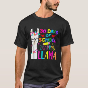 30 Days Of School Teacher No Prob Llama Girls Boys T-Shirt