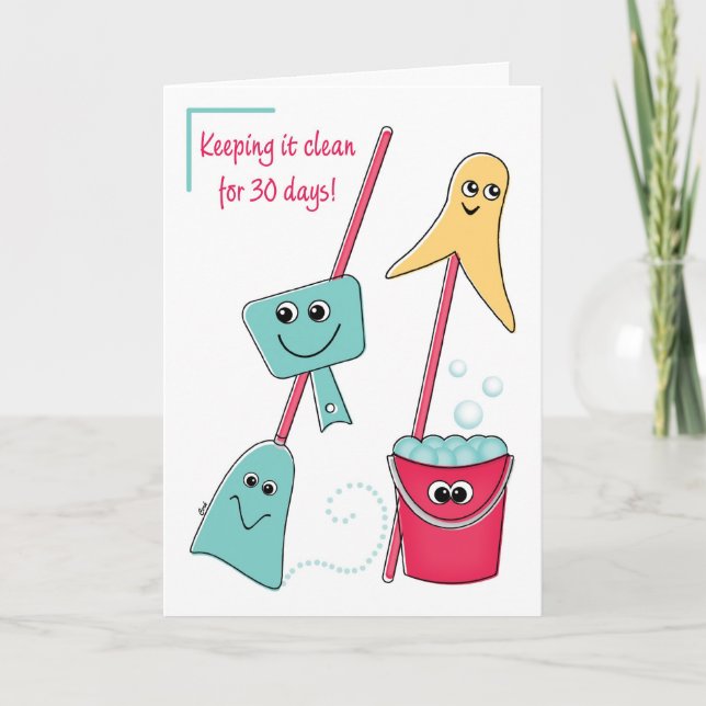 30 Days Recovery Congratulations Clean Time Card (Front)