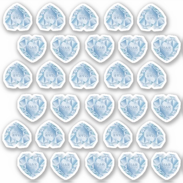   30 Diamond Heart Watercolor Add Monogram Wedding (Front)