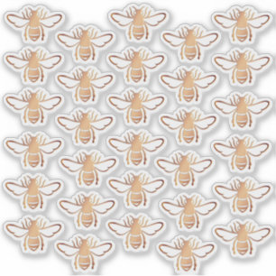 30 Embossed-style Metallic Golden Brown Honeybees