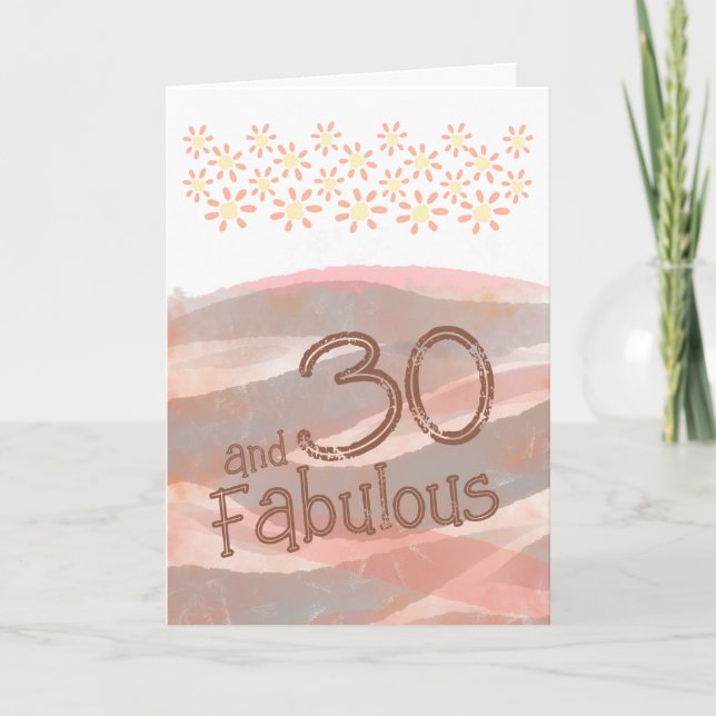 30 & Fabulous Daisy Flower Watercolor Birthday Card (Front)