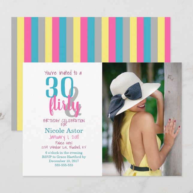 30 & Flirty 30th Birthday Invitation (Front/Back)