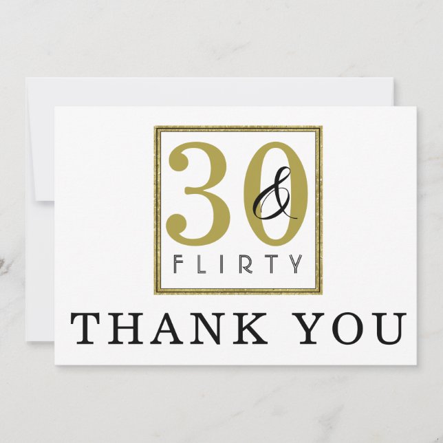 30 & Flirty 30th Birthday Party Thank You Card (Front)