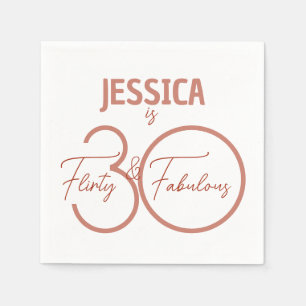 30 Flirty and Fabulous, Modern Red 30th Birthday Napkin