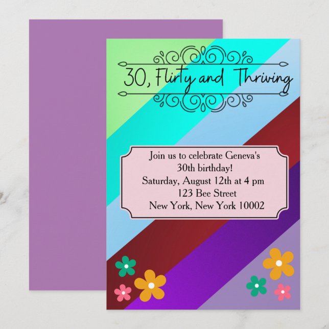 30, Flirty and Thriving Party Invitation (Front/Back)