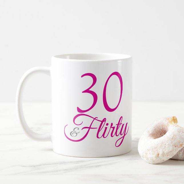 30 & Flirty Pink Birthday Coffee Mug (With Donut)