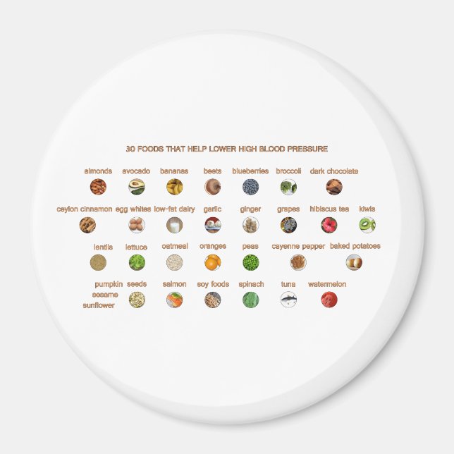 30 Foods lower hypertension Easy Natural Remedies Magnet (Front)