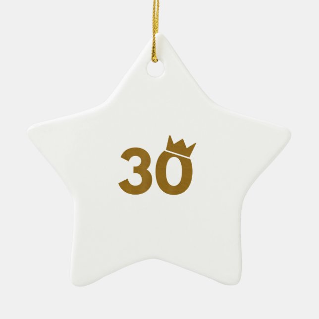 30 Gold Crown - 30th Birthday Gifts Ceramic Tree Decoration (Front)