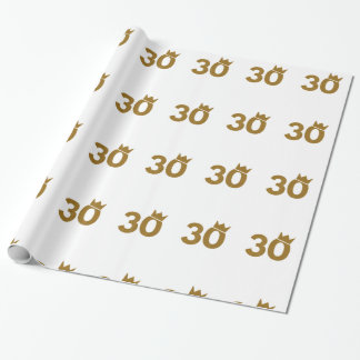 30 Gold Crown - 30th Birthday Gifts Wrapping Paper
