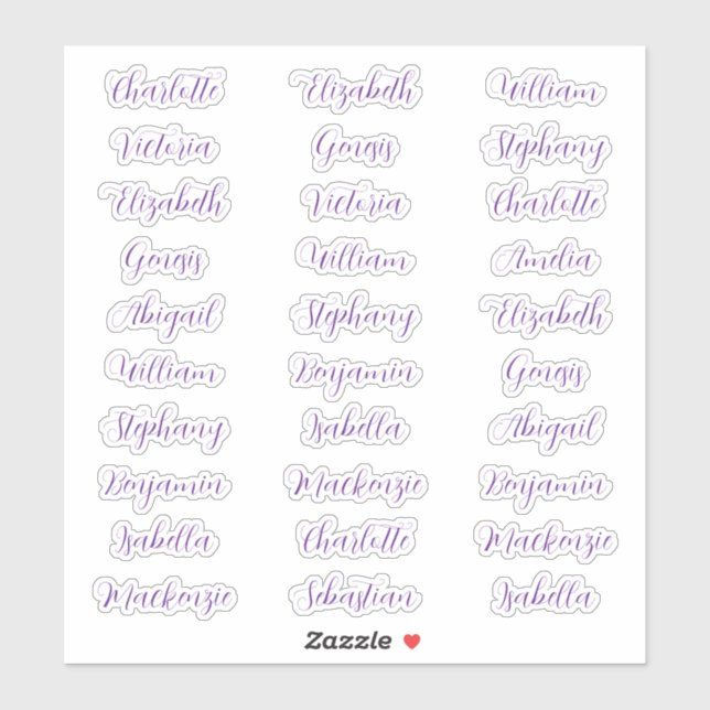 30 Guest first names typography elegant script  (Sheet)