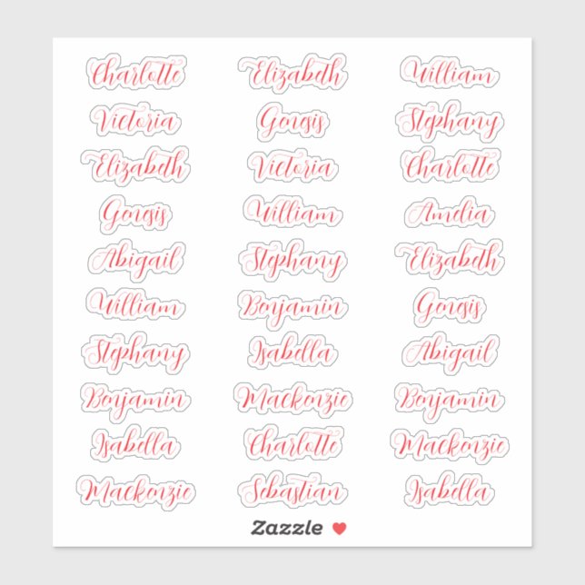 30 Guest first names typography elegant script  (Sheet)