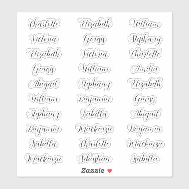 30 Guest first names typography elegant script  (Sheet)