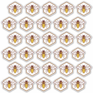 30 Honeycomb Bee Lid Label Security Stickers