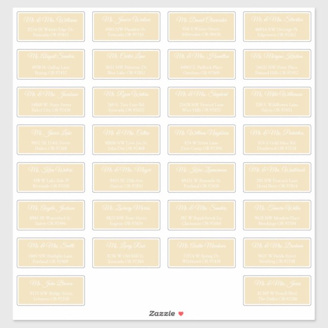 30 Individual Wedding Guest Address Labels  (Sheet)