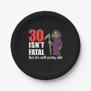 30 Isn't Fatal But Still Old Grim Reaper Cartoon Paper Plate