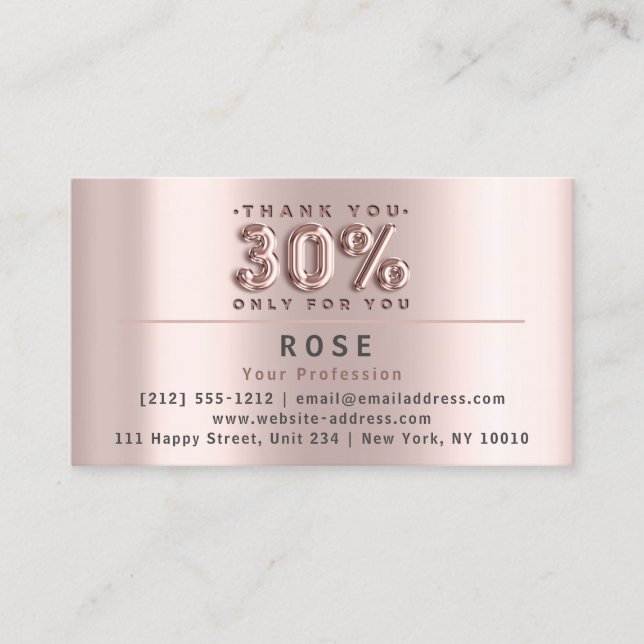 30% Off Discount Logo Thank Rose US American Flag Appointment Card (Front)